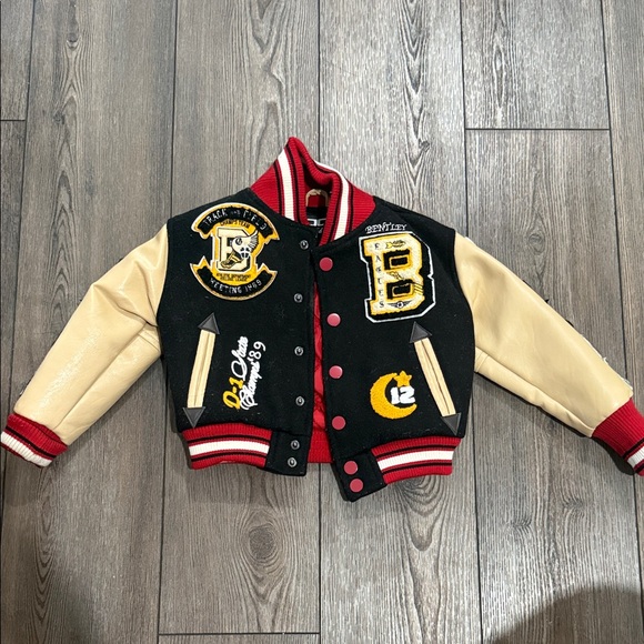 Other - Kids Varsity Jacket with Patches - Black and Tan